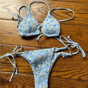 SHEIN Blue and Yellow Floral Bikini